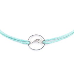 Vintageliebe Armband Stoff Textil Maritim Welle Kreis Silber