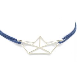 Vintageliebe Armband Stoff Textil Maritim Faltboot Silber