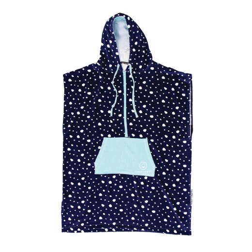Ocean &amp; Earth Girls Zip Tie Hooded Poncho Navy White