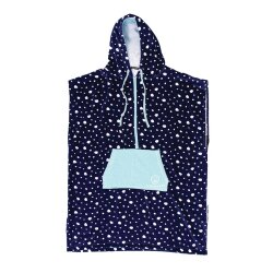 Ocean & Earth Girls Zip Tie Hooded Poncho Navy White
