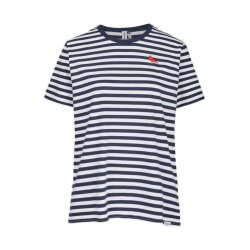 Cleptomanicx Womens Basic Tee Gull Stripe 2 Dark Navy