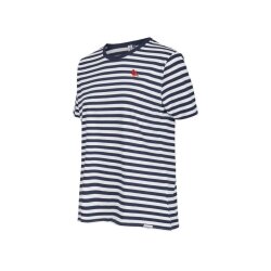 Cleptomanicx Womens Basic Tee Gull Stripe 2 Dark Navy
