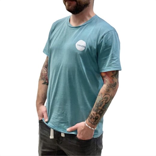 HW-SHAPES T-Shirt M&ouml;we Longboard Vintage Dyed Aged Teal Monstera 2021